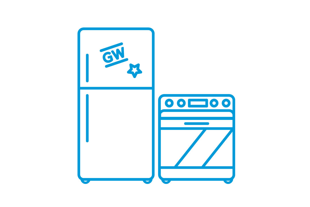 Illustration of fridge and stove