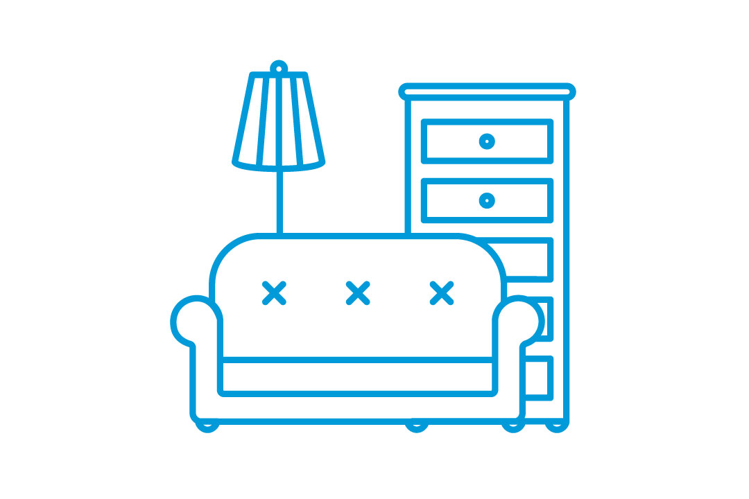 illustrated couch and dresser