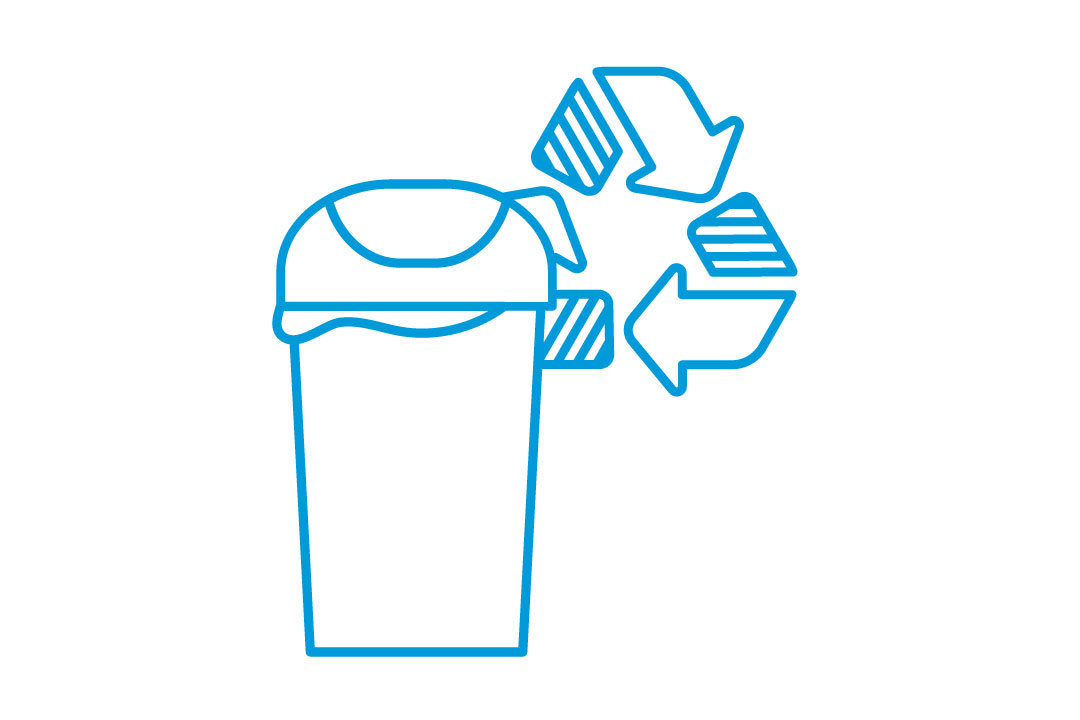 Illustration of recycling and garbage container